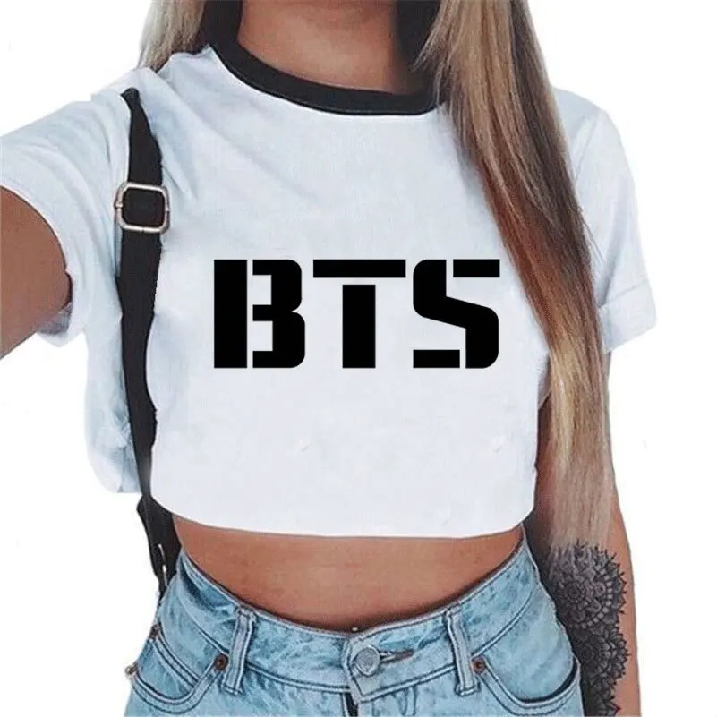 Новый Kpop Bangtan Boys BTS моды Harajuku корейский Футболка с принтом Для женщин девочек