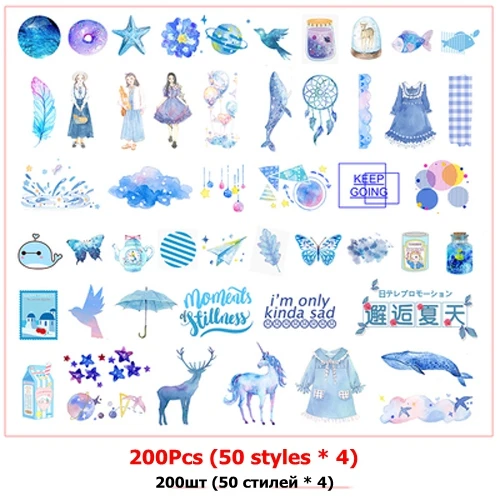 Dream star sea 200 шт./кор. милые девушки Еда дневник планировщик декоративные наклейки самоклеящиеся Стикеры Kawaii Животные Скрапбукинг стикеров канцелярских принадлежностей - Цвет: Dream star sea
