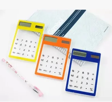 Мини Прозрачный калькулятор ПВХ Солнечный сенсорный экран офисный счетчик