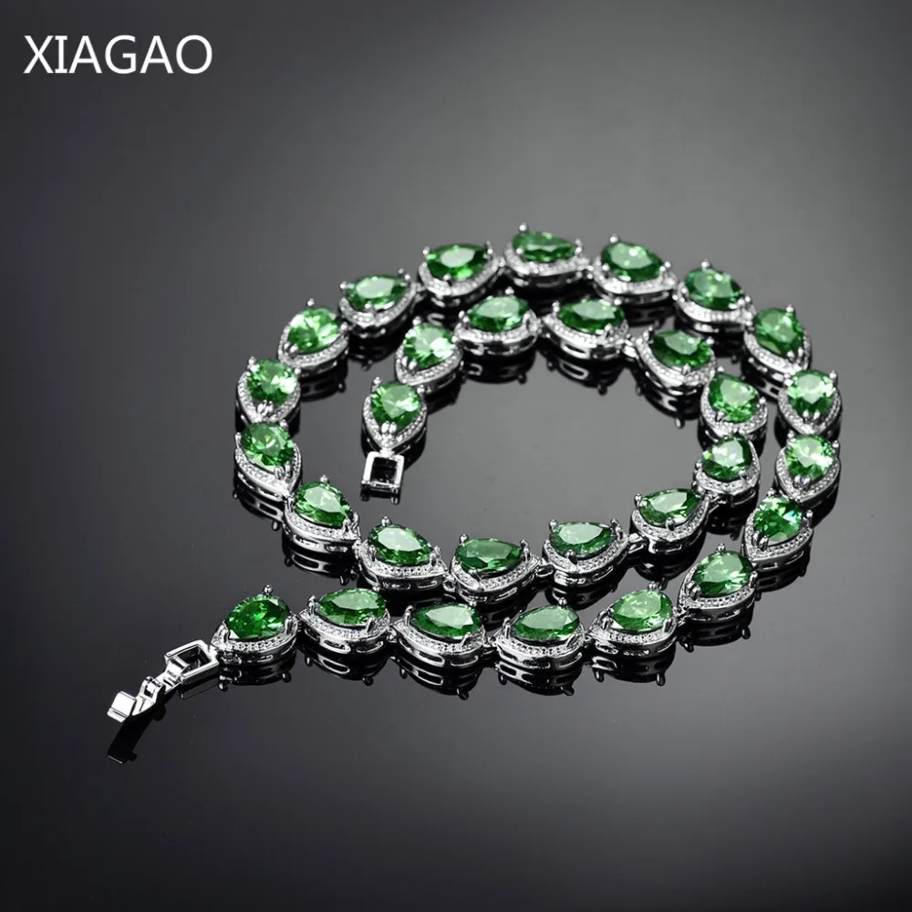 Женское Ожерелье с кулоном XIAGAO синее/Красное/желтое ожерелье фианитом AAA P090|women