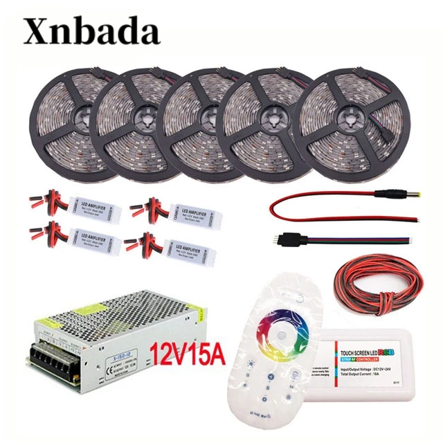 5 M 25 RGB набор светодиодных лент 5050 SMD Led Гибкий свет 30led/m DC12V + 2 4G RF пульт