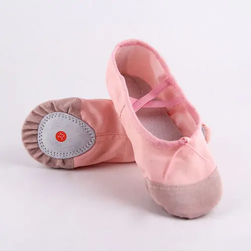 Розовые кожаные балетные танцевальные туфли для детей мальчиков и девочек - Фото №1