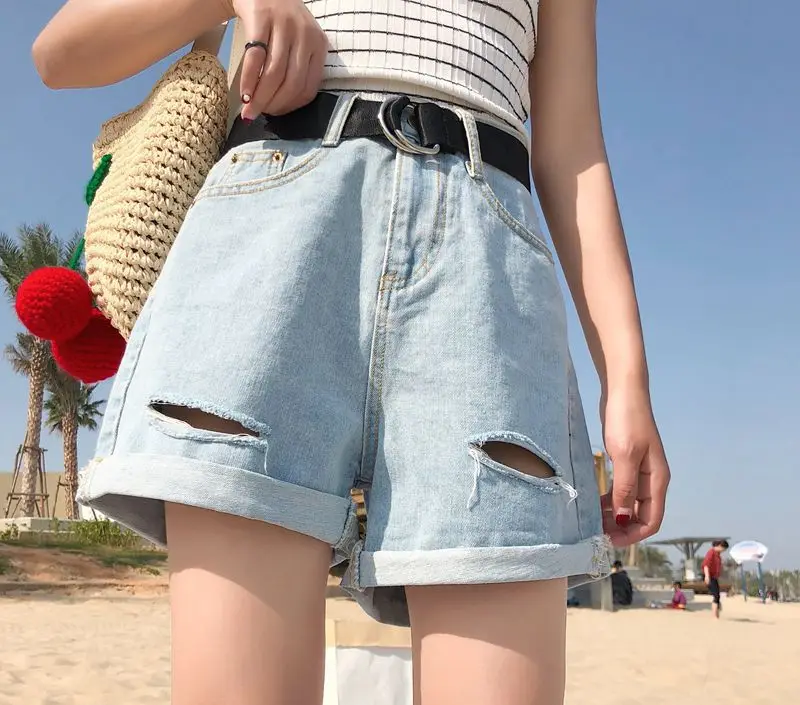 Шорты DANJEANER женские джинсовые в пляжном стиле классические винтажные с