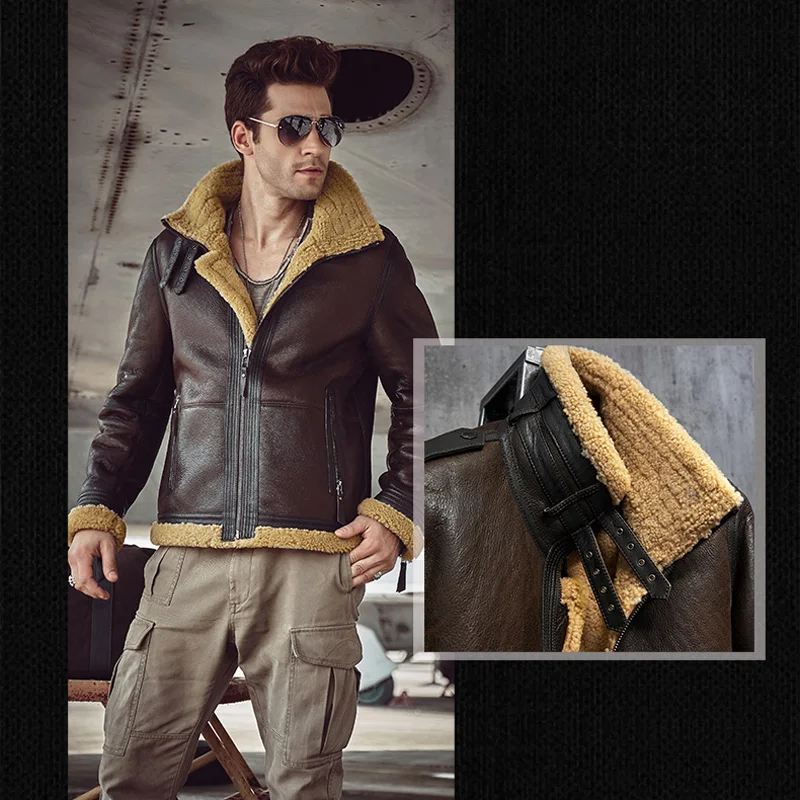 Men's Shearling Jacket B3 Flight Jacket 