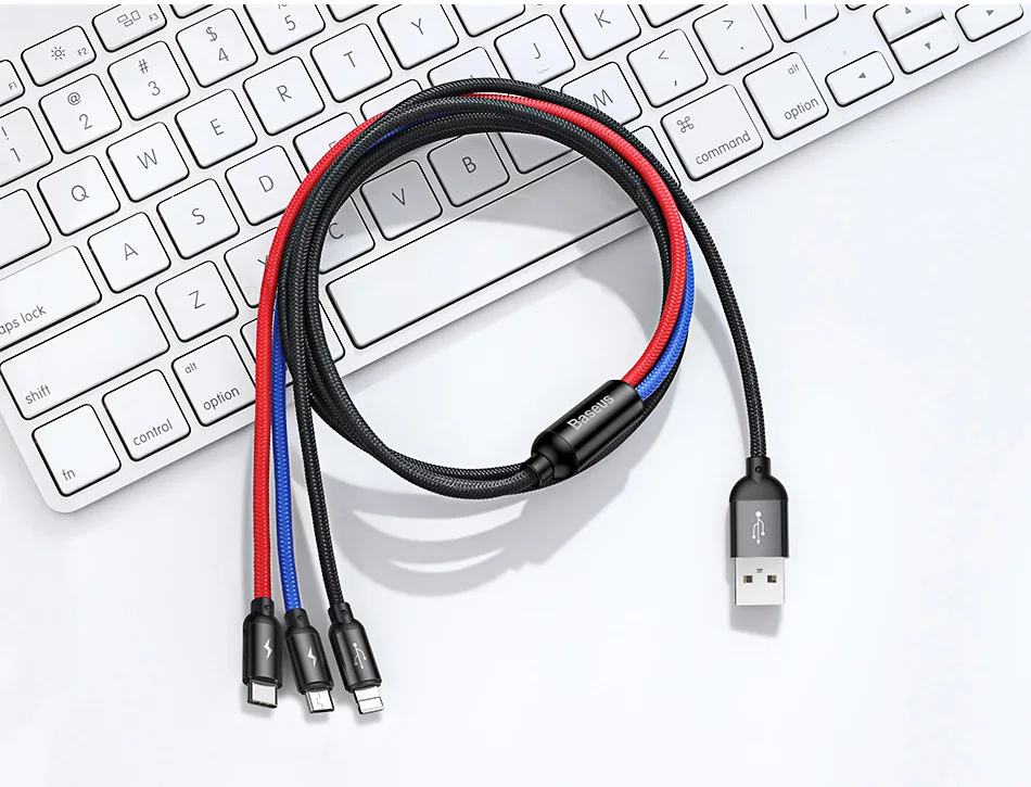 Baseus 4 в 1 USB кабель для iPhone X xs max зарядный кабель 3 в 1 Micro usb type C кабель для samsung Galaxy S9 S8 Plus для xiaomi