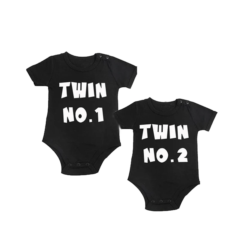 YSCULBUTOL Baby Twins 2 шт./лот twin No.1 No.2 Белое и черное детское боди с коротким рукавом |