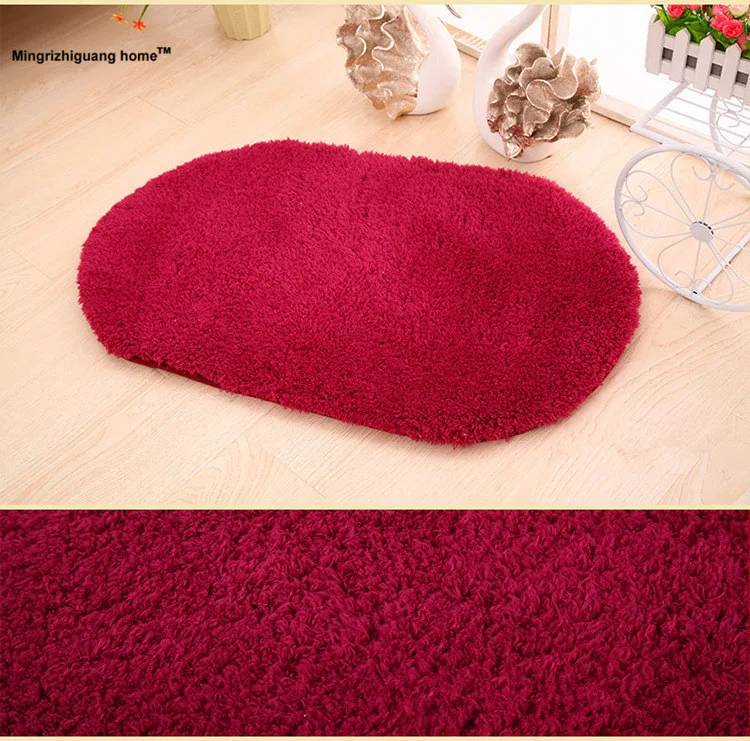 

1PC New Plush Carpet Absorbent Soft Door Mats Outdoor Floor Rugs For bedroom Oval Anti-slip Baths Toilet Mats OU 107