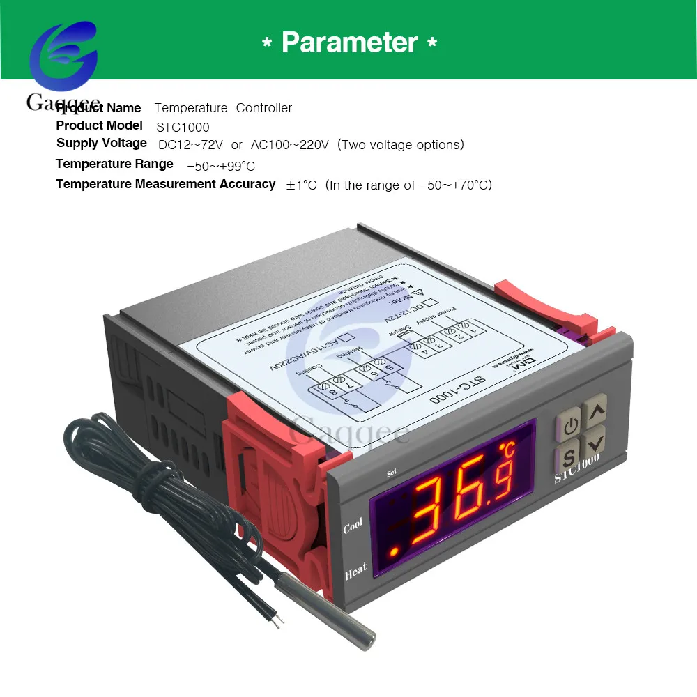 СВЕТОДИОДНЫЙ цифровой Температура регулятор STC-1000 DC 12 V-72 V 24V 220V терморегулятор Термостат для инкубатора W/обогреватель радиатор
