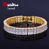 baguette bracelet hip hop jewelry copper material gold color square men link 18cm