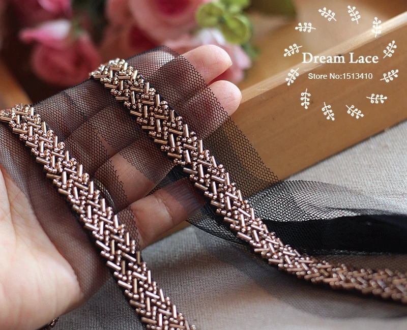 Аксессуары для одежды темно-золотого цвета 2 ярда/партия 1 см воротник цветы