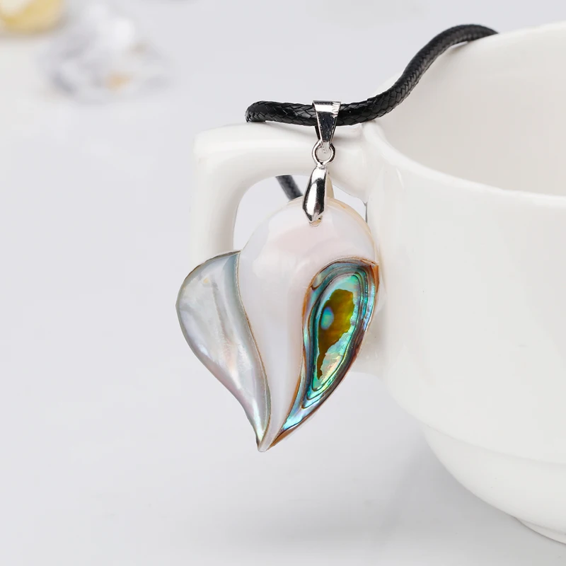 Ajojewel, ожерелье в форме сердца из морской раковины, новинка, Женский черный кожаный канат, подходит ко всему, короткое ожерелье с подвеской в виде сердца, аксессуары s