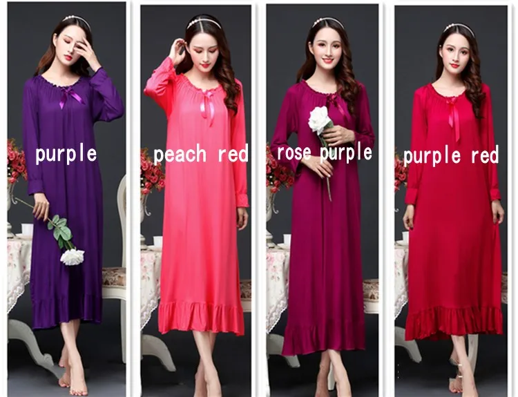 

Spring women Modal cotton solid Nightgowns plus size M-XL 2XL pink Sleepwear Pregnant woman Long nightgowns Modal homewear