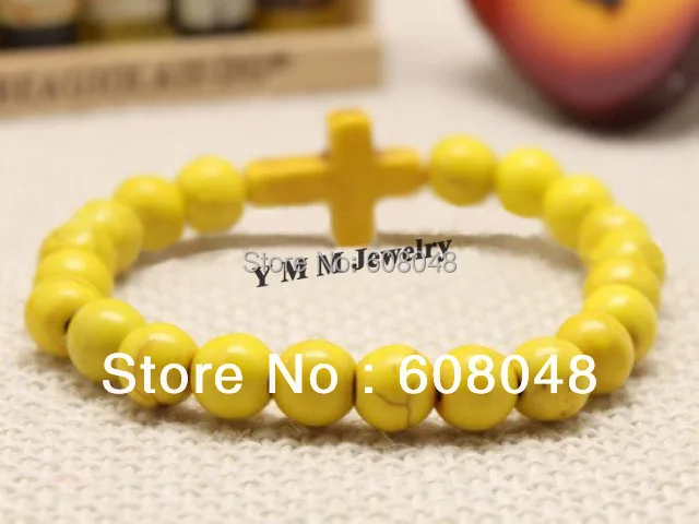 

Fashion Women's Bracelet Yellow beaded Cross Shape Bracelet 12pcs/Lot