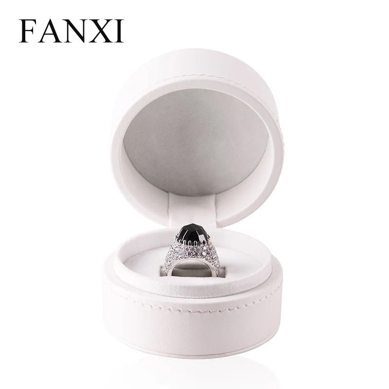 Изысканная круглая коробка FANXI из искусственной кожи розового и белого цвета для