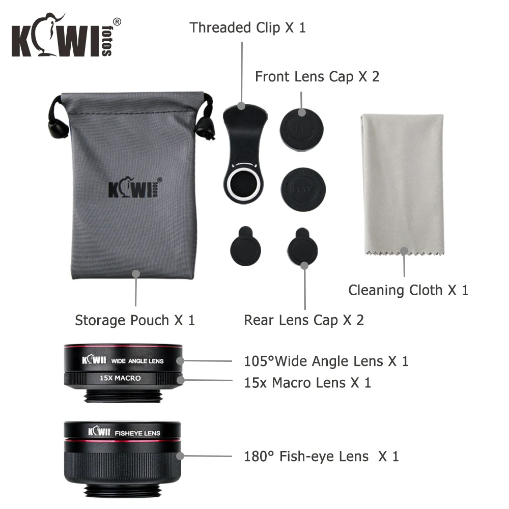 KIWI смартфон Рыбий глаз объектив сотовый телефон Широкоугольный макро Комплект