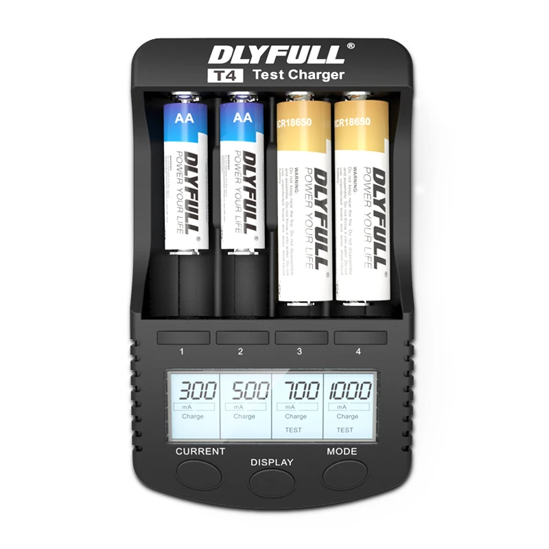 DLYFULL T4 18650 Зарядное устройство ЖК дисплей Li Ion 26650 14500 16340 18350 18500 10440 Ni CD AA AAA