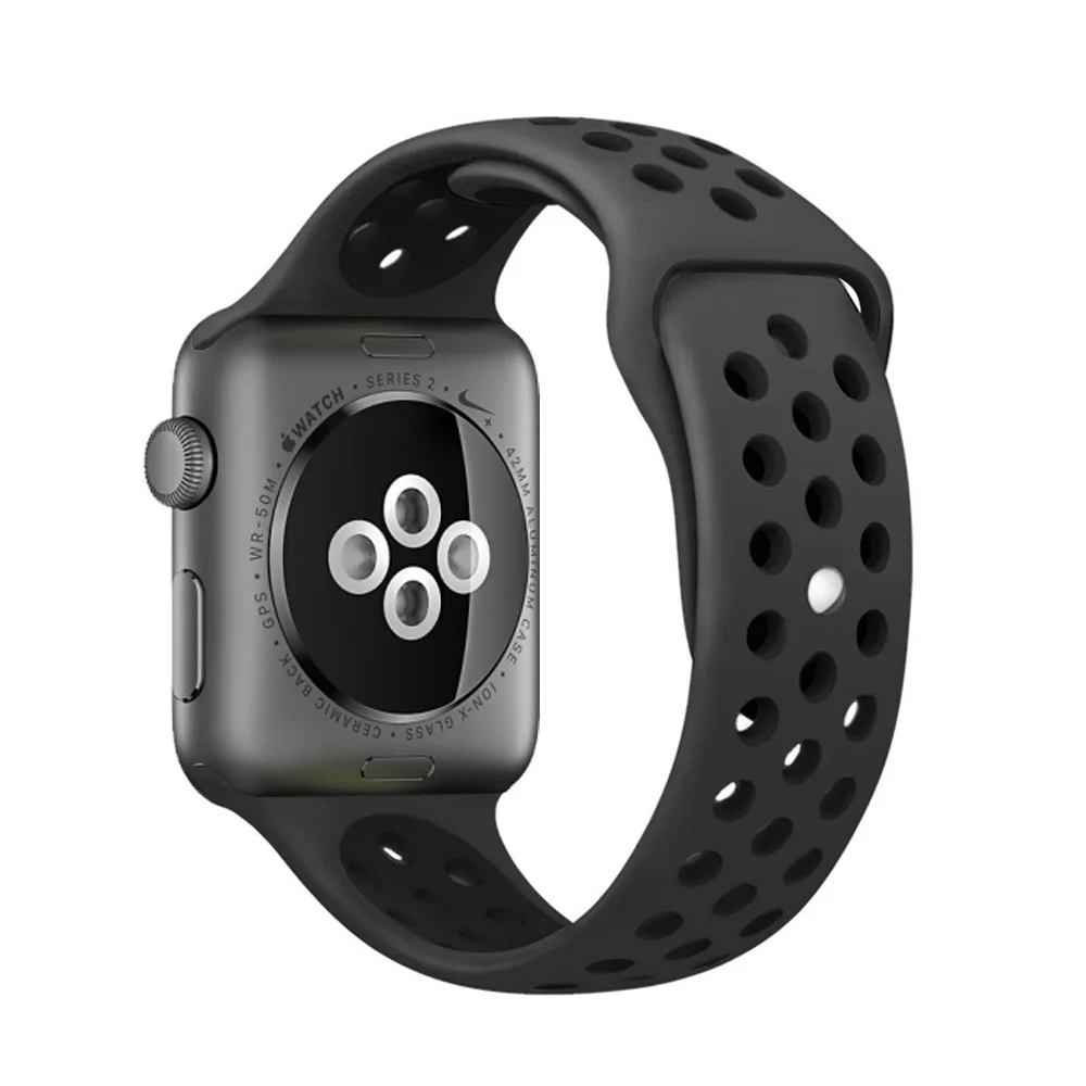 Coal black Ремешок для Apple Watch 38 мм 42 мм iWatch 4 группа 44 мм 40 мм спортивный силиконовый ремень браслет correa Apple watch 4 3 2 1 Аксессуары - Цвет ремешка: Coal black