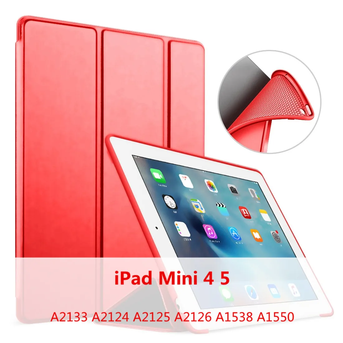 Mini 4 5-RD Мягкий чехол для iPad воздуха смарт-чехол для iPad 9," Wake-сон Funda для iPad Air 2, 3, 4, тонкий кожаный Капа для iPad Mini 1 2 3 4 5 - Цвет: Mini 4 5-RD