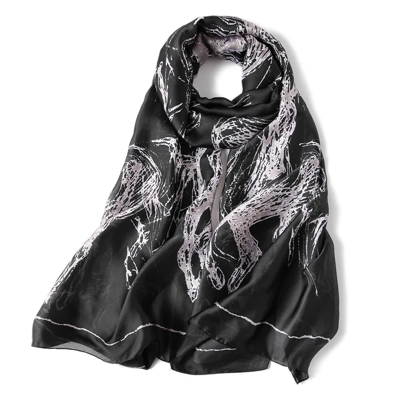 Новый летний женский шарф модные женские шелковые шарфы с принтом мягкие Платки