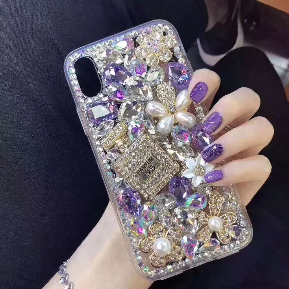 Блестящий милый чехол для телефона с 3D стразами и кристаллами Iphone 6 7 8 Plus XS XR MAX Samsung