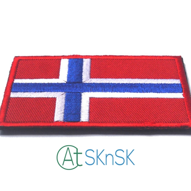 

Wholesale 3D Badge Norway Patch Military Blue Line Country Embroidered Trim Flag Patch Backside Tactical Patches for Clothes