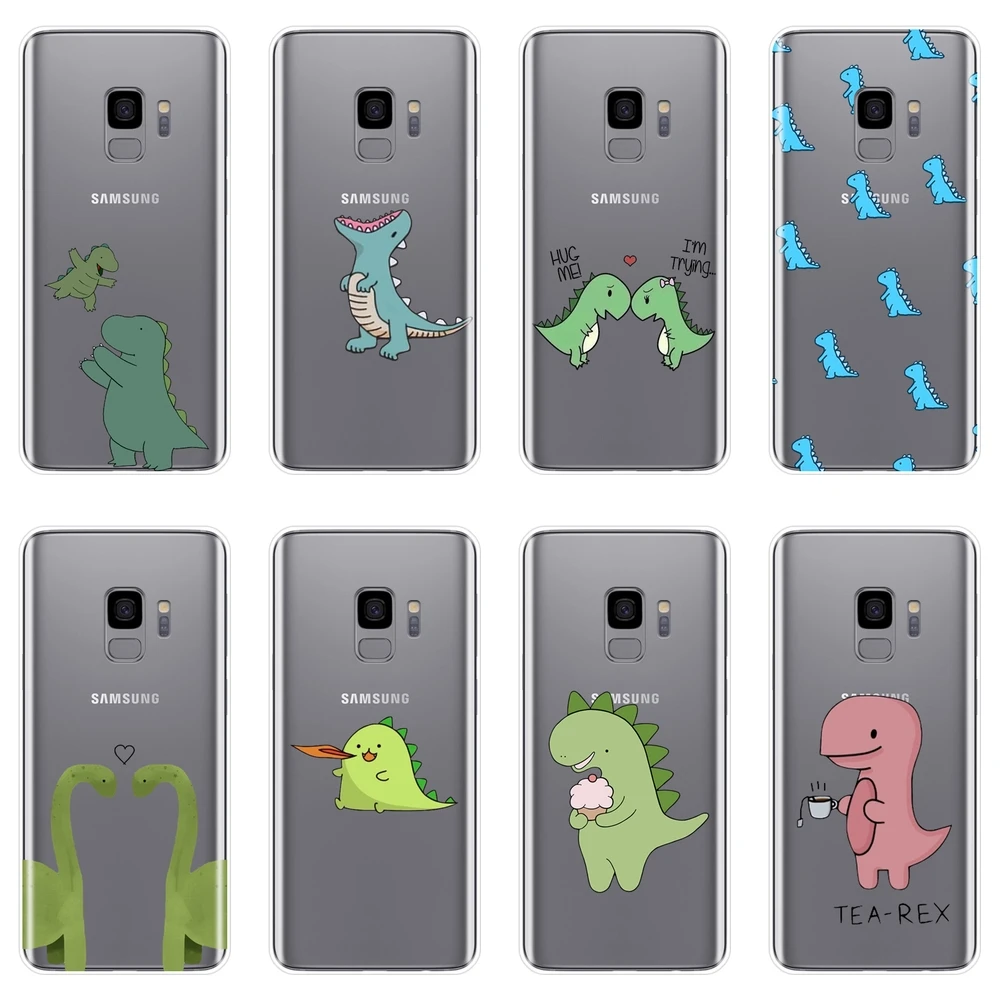 Задняя крышка с милыми динозаврами для Samsung Galaxy S8 S9 Plus S5 S6 S7 Edge мягкий силиконовый