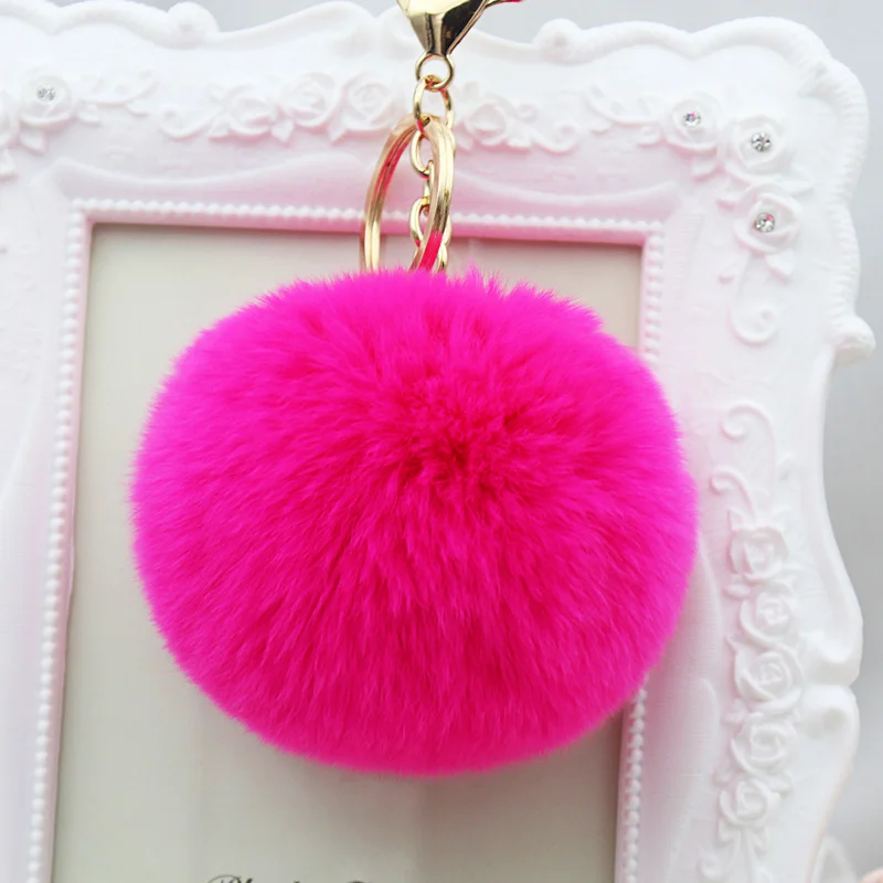8 см пушистый шар меховой помпон цепь с ключом искусственный кроличий мех брелок