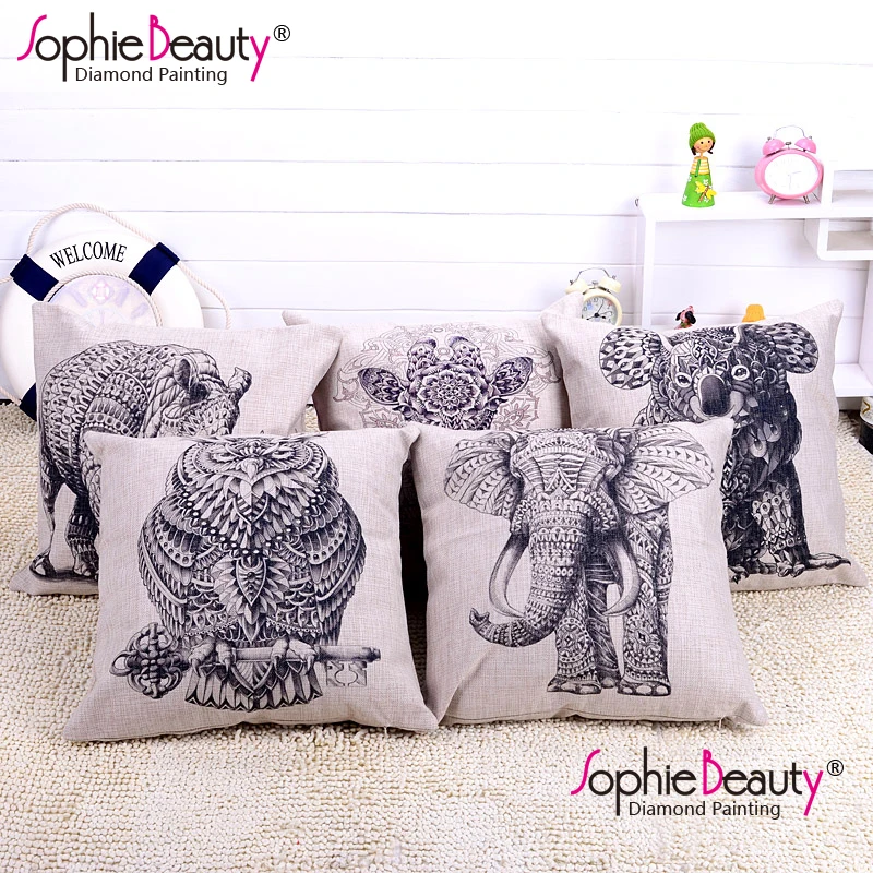 

Animal Cushion Cover Owl Elephant Cushions Custom Linen Throw Pillowcase Decorative Pillow cover