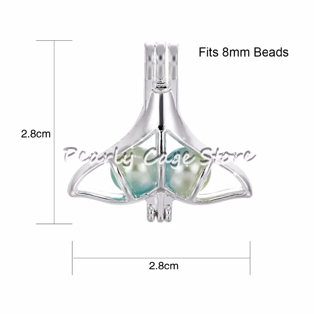 10pcs Silver Whale Tail Pearl Cage Beads Essential Oil Diffuser Locket Pendant Necklace Jewelry Making for Oyster | Украшения и