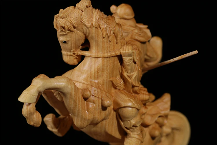 Деревянные кавалерийские фигурки Guanyu Knight man War God китайский Марс украшения фэн-шуй Резьба Скульптура китайские статуи для дома