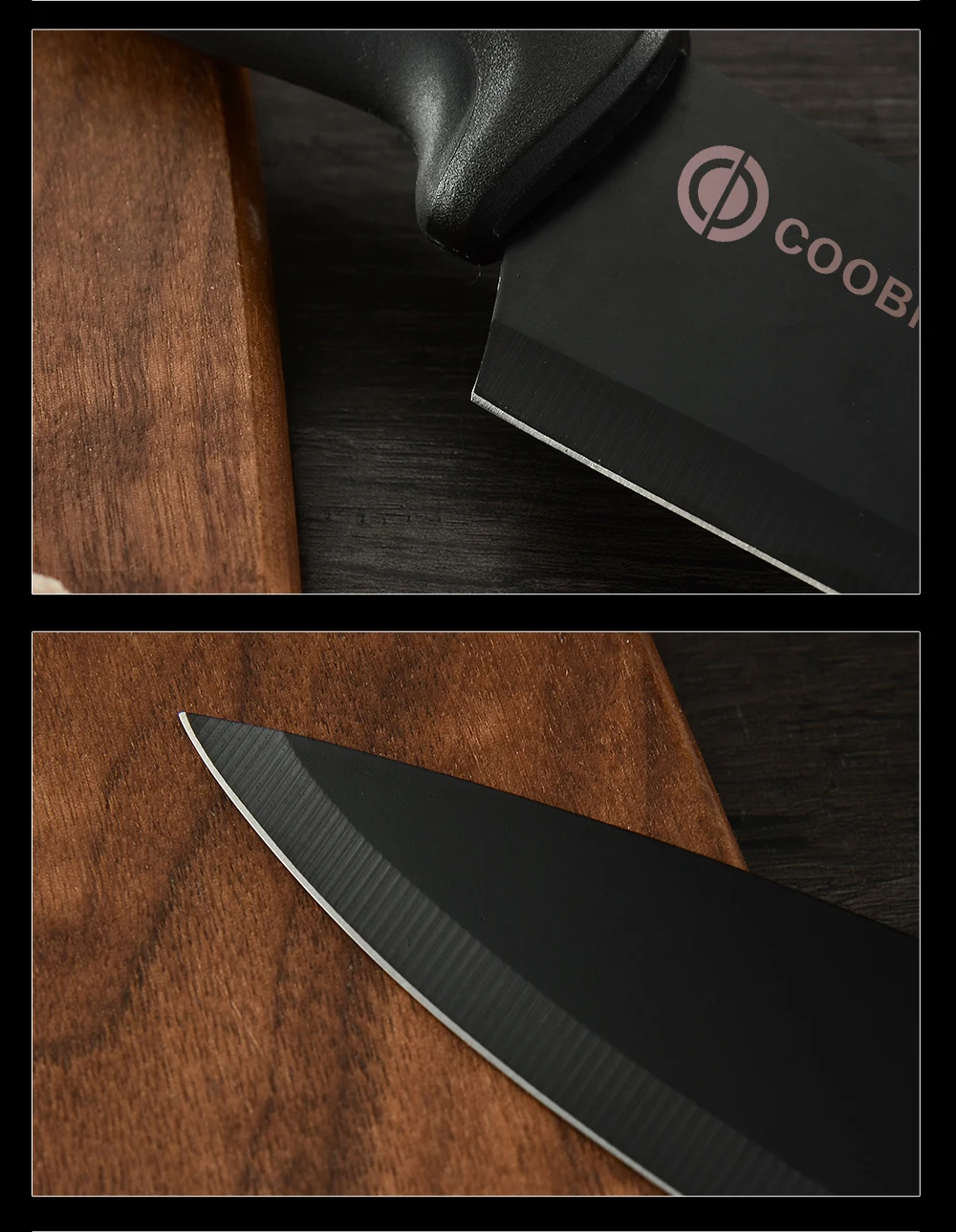 Кухонные ножи COOBNESS, профессиональный нож шеф-повара, нож Santoku, овощерезка, ножи, слайсер для нарезки сосисок, 3Cr13, стальные Черные ножи, наборы