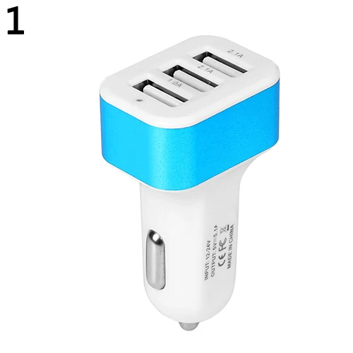 Зарядных порта USB для автомобиля Зарядное устройство 3 Порты и разъёмы телефон Зарядное устройство разъем адаптера 2.1A 2.1A 1A автомобильный стиль USB Зарядное устройство Универсальный для iPhone Xiaomi samsung - Название цвета: Синий
