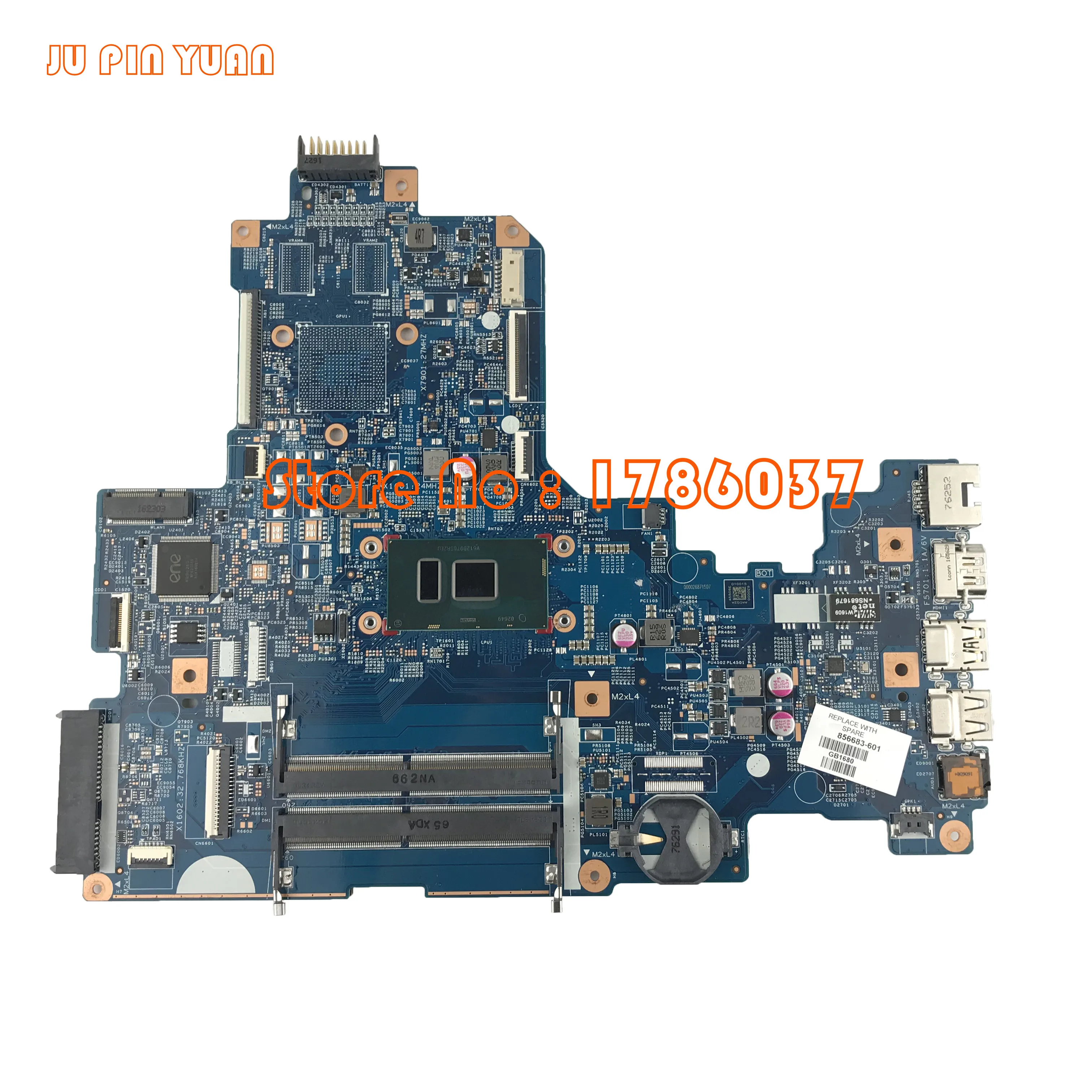 Ju pin yuan 856683-601 856683-501 448.08E01.0021 для hp notebook 17-X series Материнская плата с i3-6100U ЦП полностью протестирована