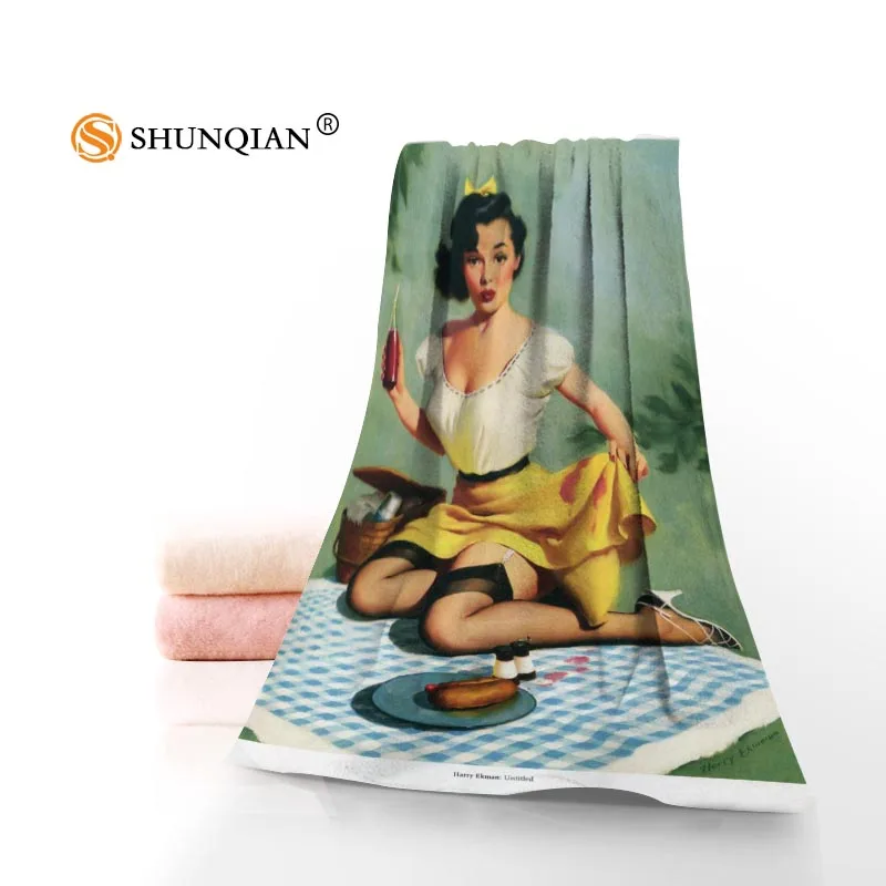 Пользовательское Гил Elvgren pin-up girls 35x75 см 70x140 полотенце s Facecloth банное из микрофибры