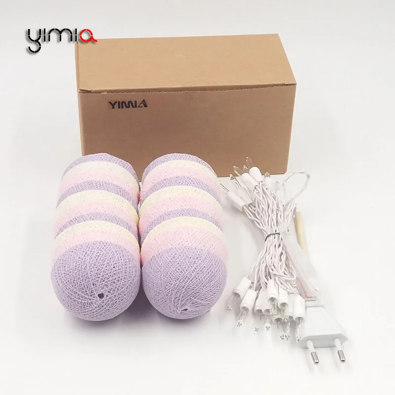 20 шт./компл. светодиодные гирлянды в виде хлопковых шариков сказочные