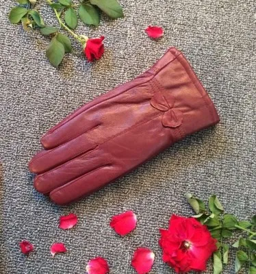 date Red Svadilfari перчатки из натуральной кожи модные трендовые женские кожаные перчатки теплые зимние плюс бархатные кожаные водительские перчатки - Цвет: date Red