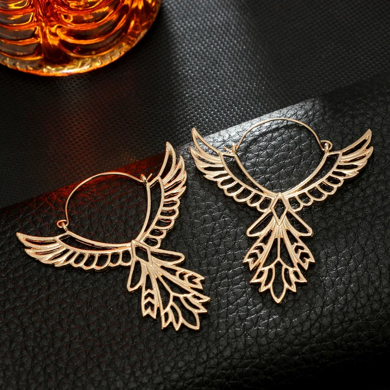 Fashion Angle Wings Hoop Earring for Women Hollow Out Feather Circle Ear Drop Oorbellen Voor Vrouwen Brincos 2018 Wholesale | Украшения и