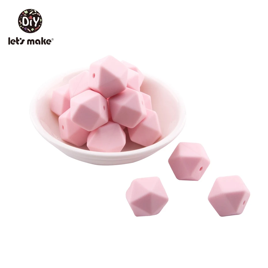 6 Let'S Make 20Pc 14Mm Hexagon Silicone Teether Beads Baby Tiny Rod Multifaced Baby Teething Toy Beaded Silicon Baby Teether Toy - Цвет: 6