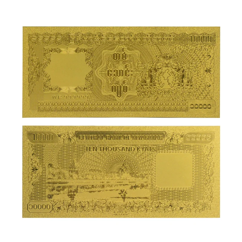 WR 2019 Новое поступление позолоченная банкнота myanma 10000 Kyat китайские сувенирные