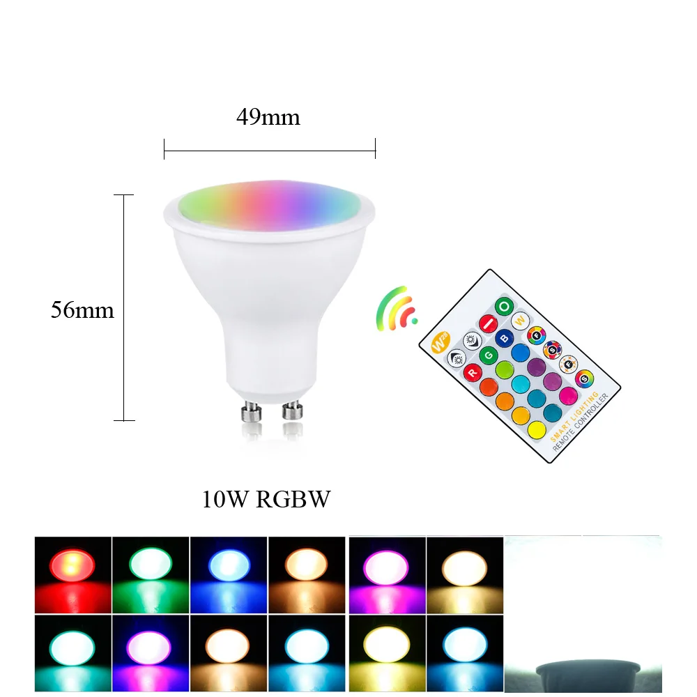 Ampoule светодиодный E27 GU10 цветная RGB лампа 5 Вт 10 Вт 15 Вт 85-265 в GU5.3 диод светодиодный RGBW Точечный светильник лампа ночник с ИК-пультом дистанционного управления - Испускаемый цвет: 10W RGB White