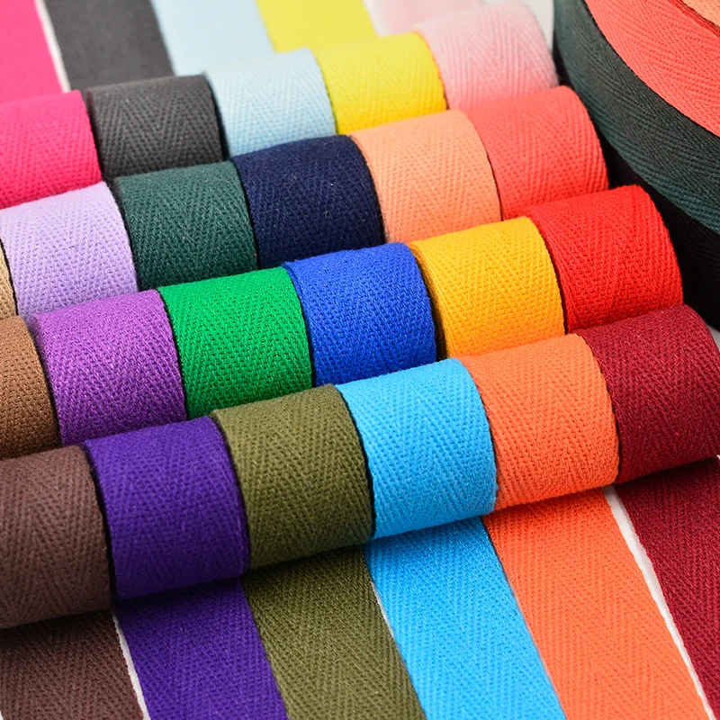 Лента шириной 20 мм однотонная тесьма в елочку из 100% хлопка 2 см Плетеный ремешок