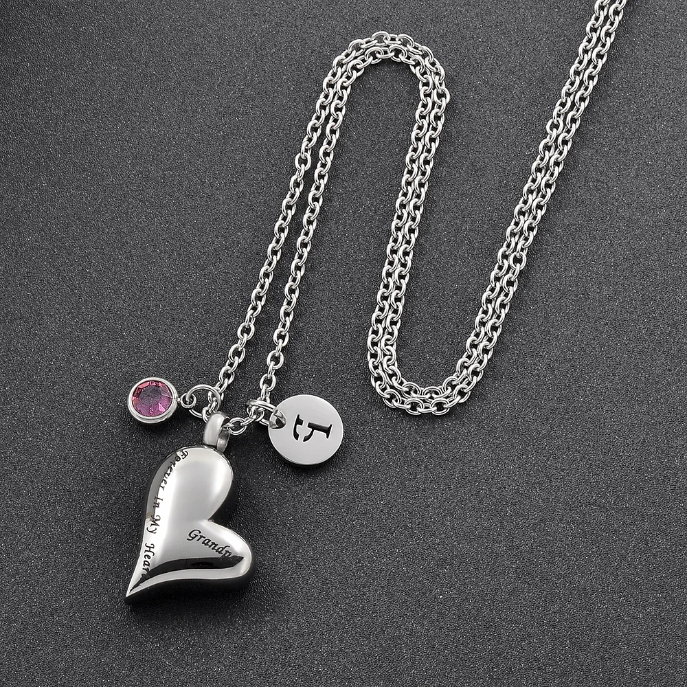 Семья членов потери кулон кремационной урны DIY Камень рождения и письмо пепел