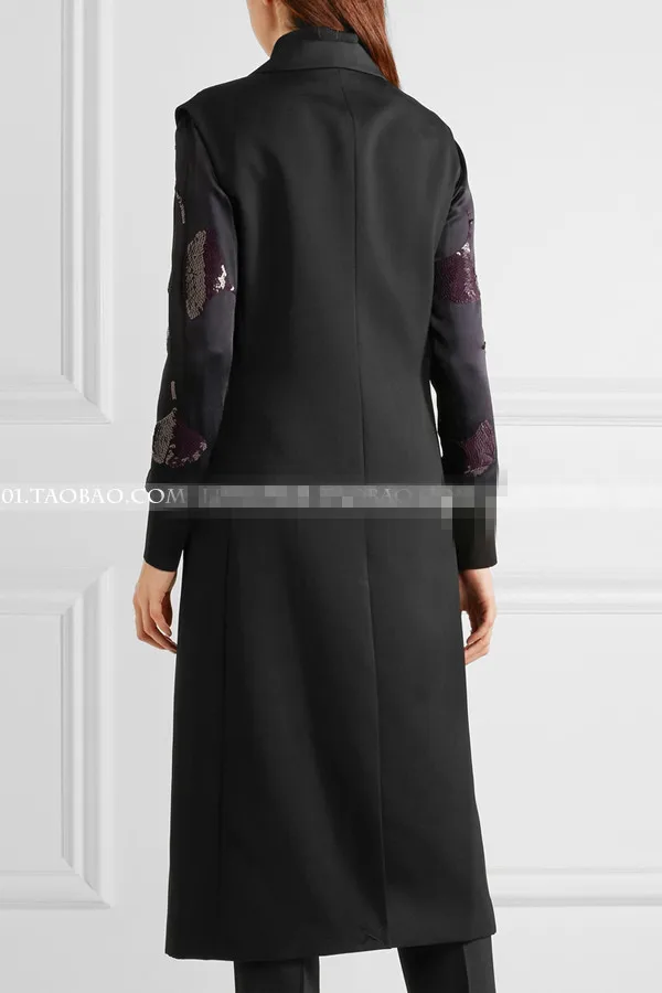 Женский офисный пиджак элегантный однотонный двубортный длинный жилет с