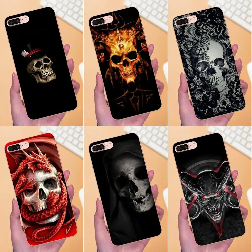 Satanic Scary Skull Модный Специальный роскошный Вертикальный чехол для телефона Huawei Mate 7