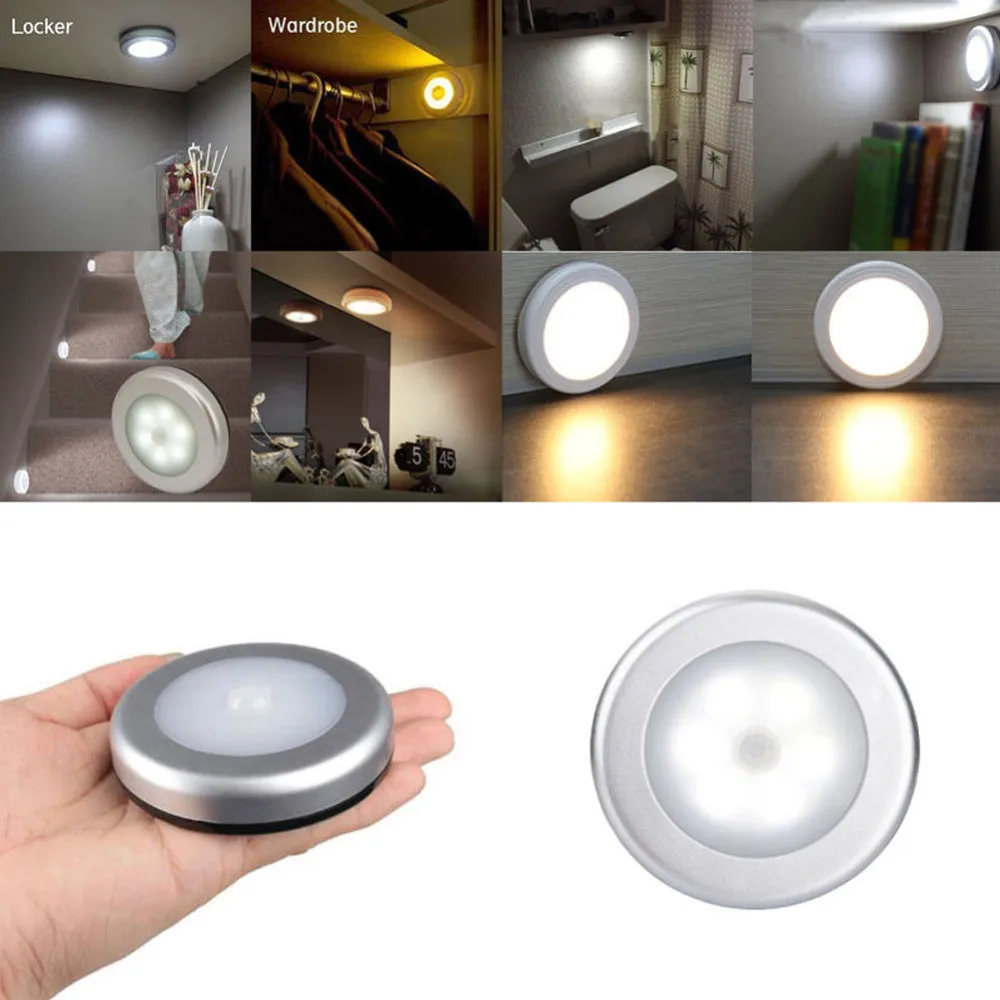 

1Pcs 6 LED PIR Body Motion Sensor Wall light Led night light Battery for Closet, Stairs, Basement Hallway Wall Cabinet luminaria