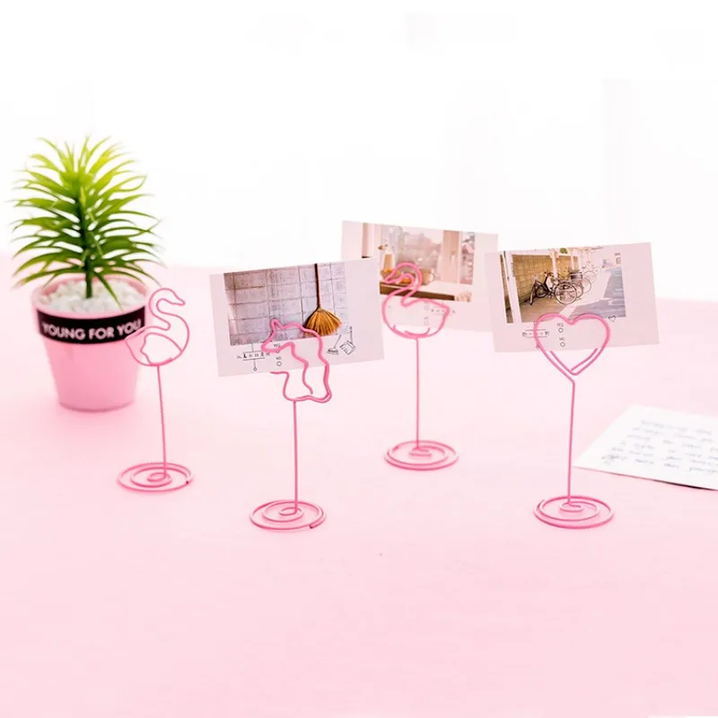 1 шт. розовый металлический зажим для фотографий с изображением фламинго