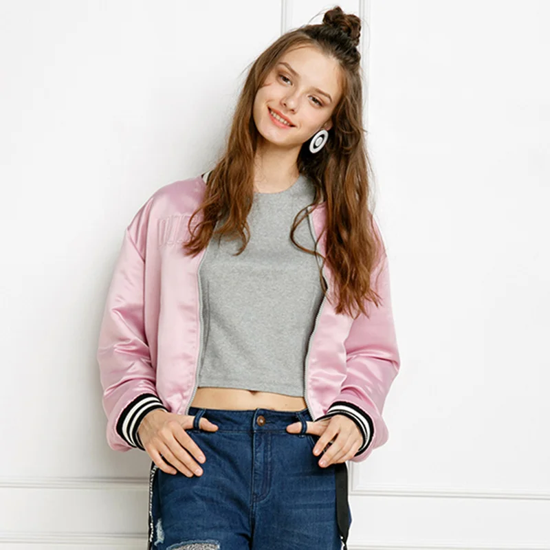 HYH HAOYIHUI Fashion Women Coats Ripped Zipper Pockets Basic Jacket Brief Chic Autumn Casual Loose Female Bomber Jacket|chic jacket|female bomber
