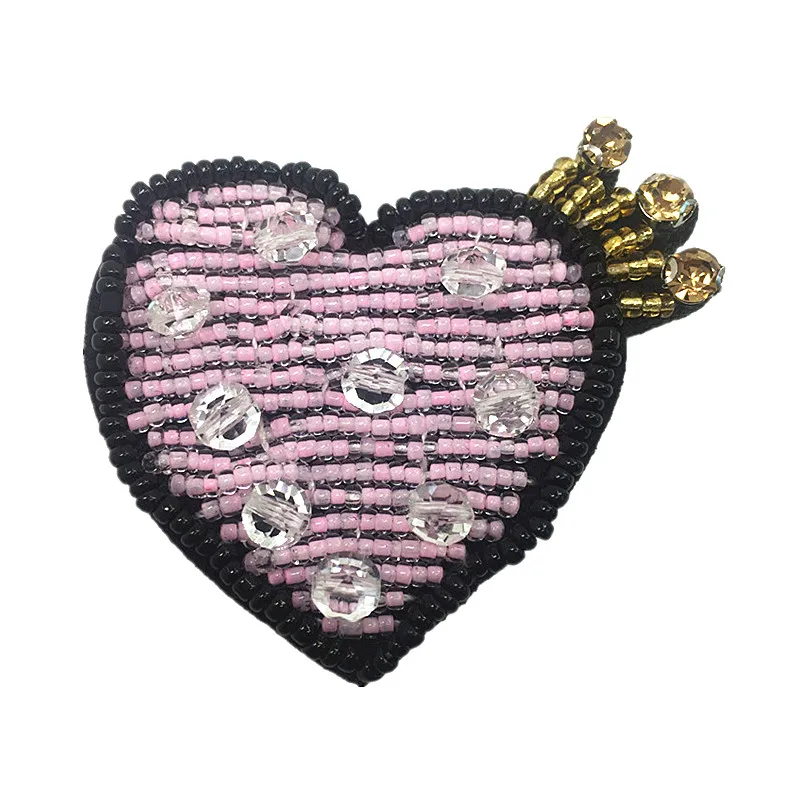 2 шт. украшенные кристаллами и сердечками бисером ручная работа розовая