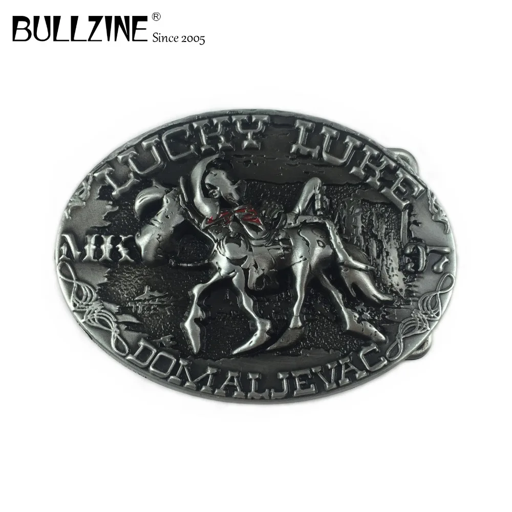 Bullzine Lucky luke лошадь ковбойские пряжки ремня с оловянной отделкой FP 03370 для 4 см
