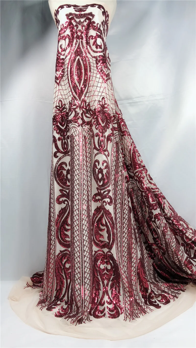 

Latest Style Nigerian Tulle Mesh Lace sequins embroidered Lace fabric FOR WEDDING